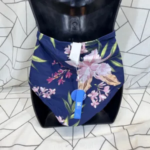 Cupshe One Piece‎ Swimsuit M Navy Blue Tropical Floral Wrap Halter Cutout NWT thumbnail 3