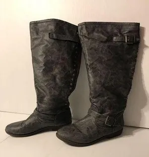 Journee Collection gray red tall boots women size 10 thumbnail 1