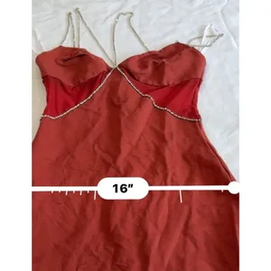 SUPERDOWN Jaxie Diamond Mini Dress Women's M Rust Embellished Sleeveless Party thumbnail 13