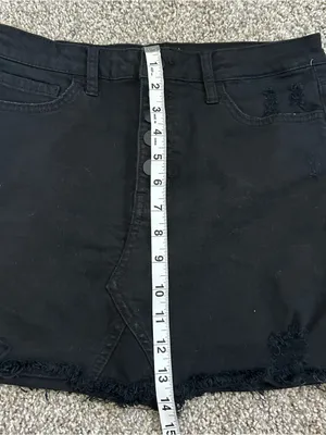 Altar'd State Black Denim Button Front High-Rise Skirt thumbnail 5