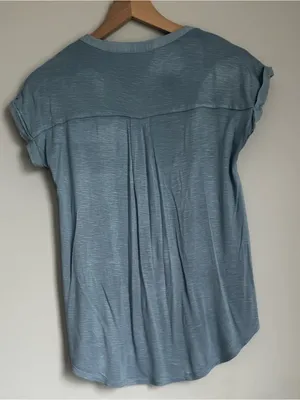 Universal Threads Blue Short Sleeve Tie Front High Low Blouse Top Size XS thumbnail 2