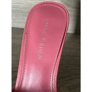 Marc Fisher Size 8M Salmon Pink Studded Slide Heels‎ Square Toe Mule Sandals thumbnail 8