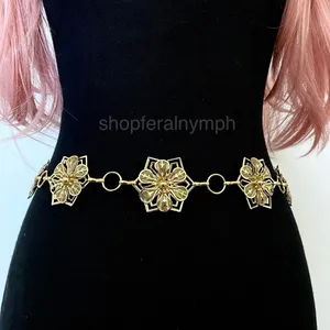 Gold Y2K Star Flower Open Ring Waist Chain Belt, Fits 23-41 Inches, X7GA1357 thumbnail 4