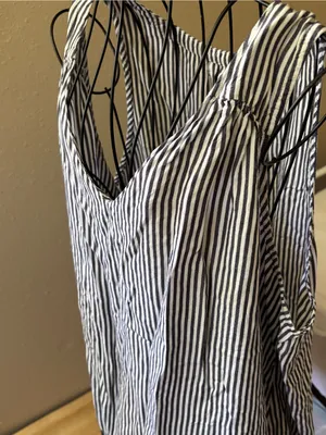 Coastal grandma flowy nautical stripe tank / Old Navy Black XL thumbnail 2