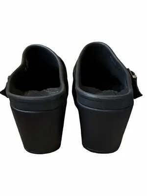 Crocs Dual Comfort Sarah Heeled Mule Clog Black Strap Buckle Womens Size 8 Shoes thumbnail 3