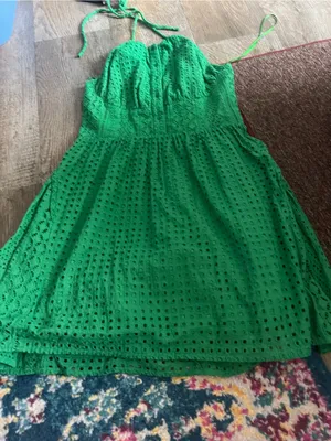 The shirt Rochelle Behrens Ashby Sleeveless Eyelet Halter Sundress - Green thumbnail 4
