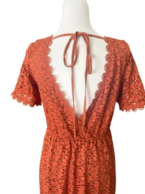 Baltic Born Venice Lace Maxi Dress Womens Size Small Burnt Orange thumbnail 7