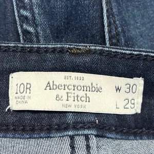 Abercrombie & Fitch Blue Skinny Mid Rise Dark Wash Stretch Ankle Denim Jeans 30 thumbnail 4
