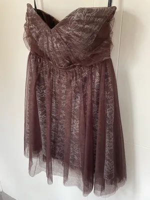 strapless formal dress brown lace women’s size 12 prom dance Y2K thumbnail 13