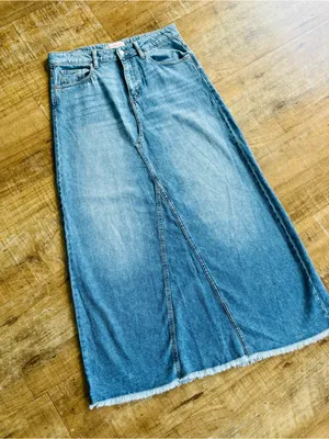 Lucky Brand Women's Maxi Skirt denim frayed hem size 8/29 thumbnail 1