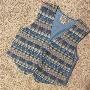 Stylish Blue Denim Vest Size M thumbnail 1