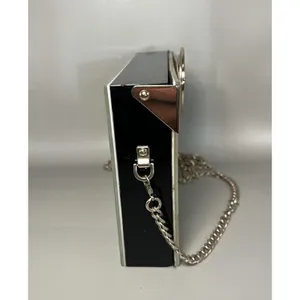 Zara Clutch Bag Womens Silver White Acrylic Shell Purse Chain Shoulder Evening thumbnail 11