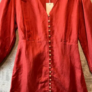 Saint Helena Cleo Mini Dress Linen Blend Size Small Rust Orange New‎ thumbnail 3