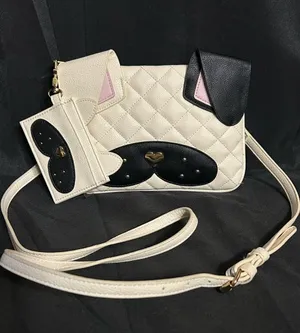 Betsey Johnson Quilted Cream & Black Puppy Dog Crossbody Bag & Cardholder thumbnail 1