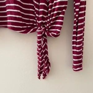 M-‎ Olivia Rae Red and White Striped Soft Long Sleeved Women's Top Knot Decor thumbnail 3