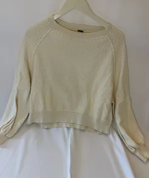 Free People Sweater Found My Friend Pullover Cream White XS thumbnail 1