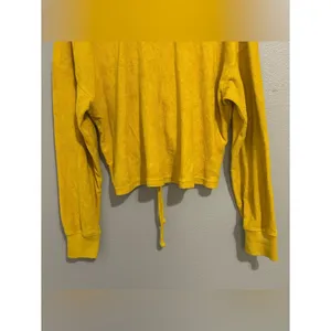Aerie Yellow Terry Cloth Cinched Reversible Pullover Sweater Women’s Size Small thumbnail 9