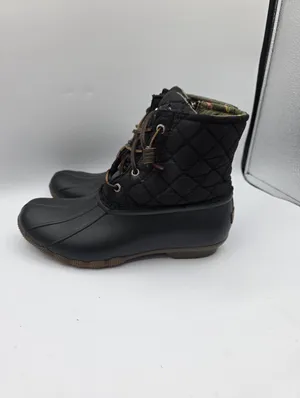 Sperry Women's Saltwater Quilted Duck Boot Size Waterproof Black Slip On Boots thumbnail 2