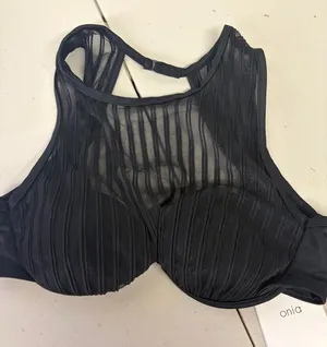 Onia new Sz small Sheer Striped High-Neck Underwire Bra in Black swim Alex Top thumbnail 1