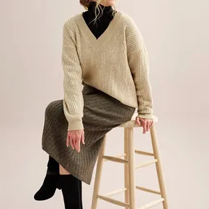 NWT Nine West Women's Knit V-Neck Sweater - Beige thumbnail 2