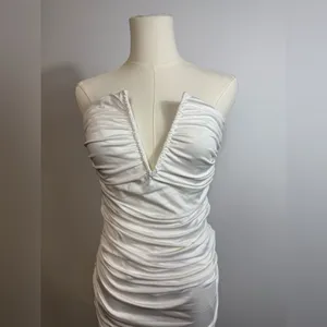 NWT Superdown Vivienne Ruched Midi Dress in White Sz Medium‎ $88 thumbnail 5