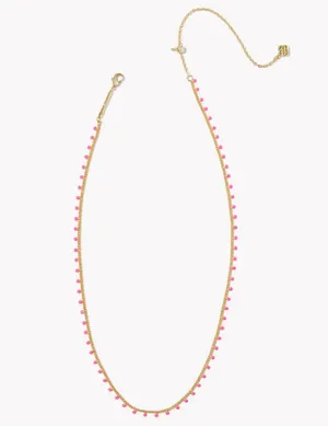 Kendra Scott Kelsey Gold Strand Necklace in Pink Enamel thumbnail 3
