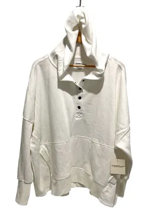 The Sweatshirt Project Hoodie Womens 2X White Oversized Henley Button Pullover‎ thumbnail 1