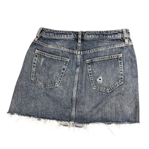 We The Free by Free People Distressed Denim Mini Skirt Size 29 Button Front thumbnail 3
