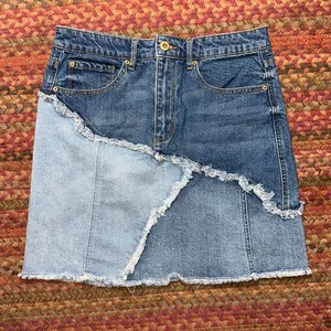 ELLA MOSS PATCHWORK DENIM HIGH RISE MINI SKIRT thumbnail 1