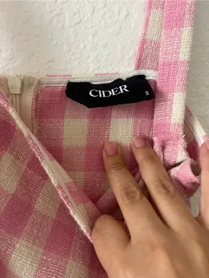 Cider Square Neck Pink Check Split Mini Dress Small‎ thumbnail 4