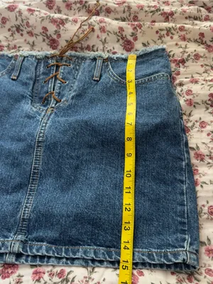 Vintage Denim Lace-Up Mini Skirt - Blue thumbnail 5