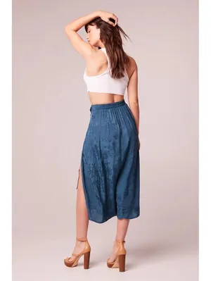 Band of the Free NWT Women's Celene Deep Teal Layered Midi Skirt - L thumbnail 2