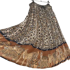 Vintage Broomstick Skirt Animal Print Safari Leopard Tiger Cheetah Big Cat Boho thumbnail 1
