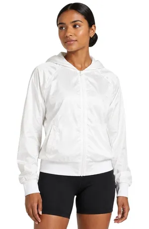 Z by Zella Windbreaker Jacket Full Zip Hoodie White Womens Medium Active Workout thumbnail 1
