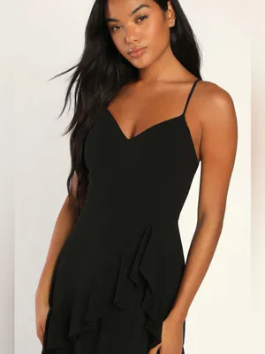LULU’S Blessed with Beauty Black Ruffled Sleeveless Maxi Dress thumbnail 4