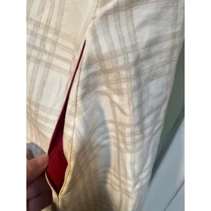 Women's Midi A-Line Dress White Beige Plaid Red Lined Split Neck Cap Sleeve Zip thumbnail 5