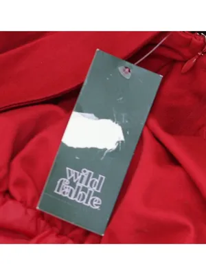 NWT Wild Fable Plunge Bubble Mini A-Line Dress 94775087 Red M thumbnail 6