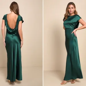 LULU's Elegant Sophisticated Sexy Chic Satin Modest Cowl Back Satin Maxi Dress thumbnail 5