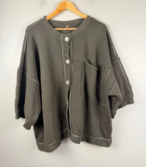 Free people Matilda Sweatshirt in grey green size XL thumbnail 1