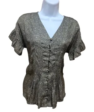 Anthropologie Y2K‎ Green Print blouse thumbnail 1
