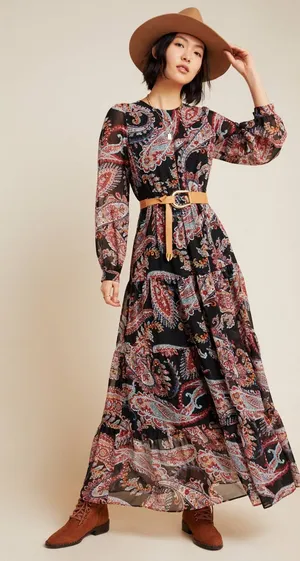 Anthropologie Paisley Maxi Dress 12 thumbnail 1
