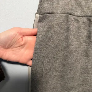 Ribbed High Waisted Tummy Control Drawstring Wide Leg Color Block Fleece Trouser thumbnail 9