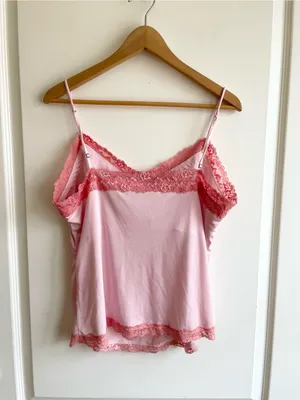 Vintage The Limited Y2K Pink Lace Trim Tank Top Cami Size XL Marie Antoinette thumbnail 2