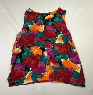 Carole Little Vintage Floral Sleeveless V-Neck Tank Top thumbnail 1