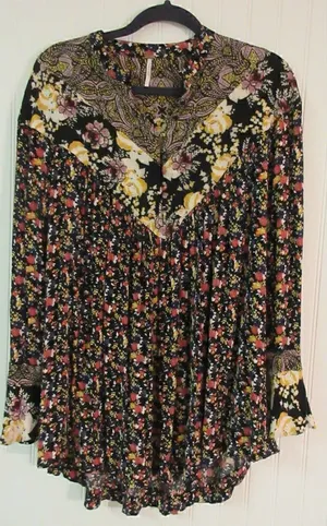 Anthropologie boho tunic top by Free People multi print floral sz Medium thumbnail 1