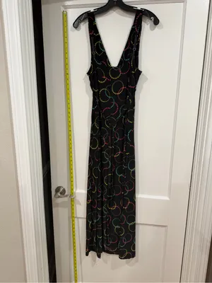 Ambrielle Black Maxi Dress with Pink, Yellow & Teal Dot Circles thumbnail 5
