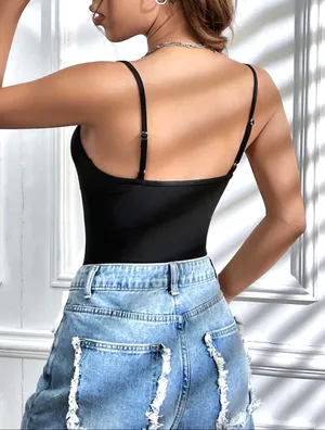 SheIn EZ Wear Women’s Balletcore Ruched Bust Cami Bodysuit thumbnail 8