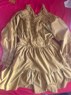 Chicwish Taupe Eyelet Tiered Long Sleeve Dress thumbnail 2
