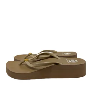 Tory Burch Beige Thin Wedge Logo Platform‎ Thong Flip Flops 10 thumbnail 2