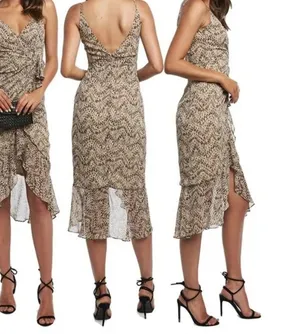 Bardot Ellie Faux Wrap Chiffon Dress Animal Python Print thumbnail 2